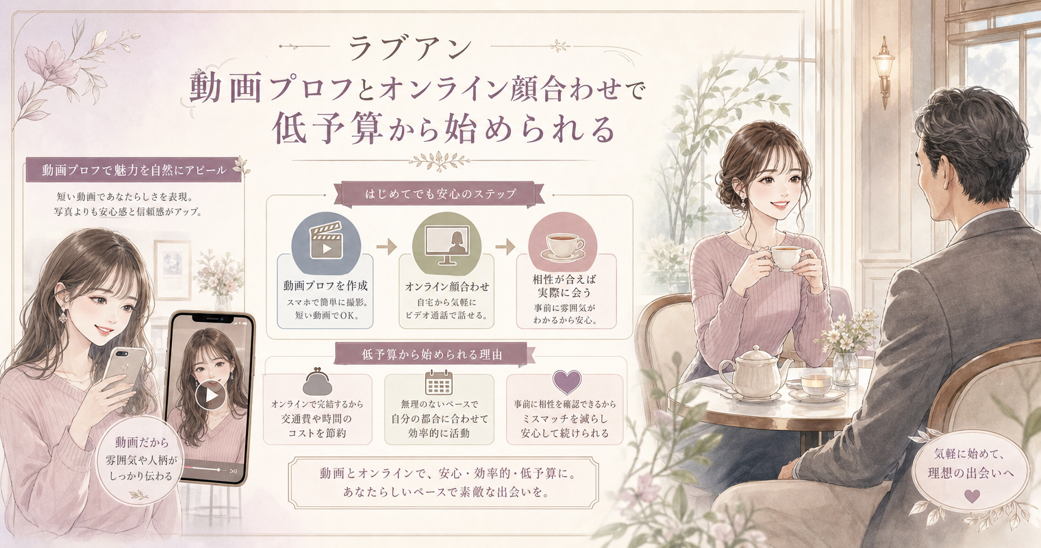 第3位:ラブアン、動画プロフとオンライン顔合わせで低予算から始められる