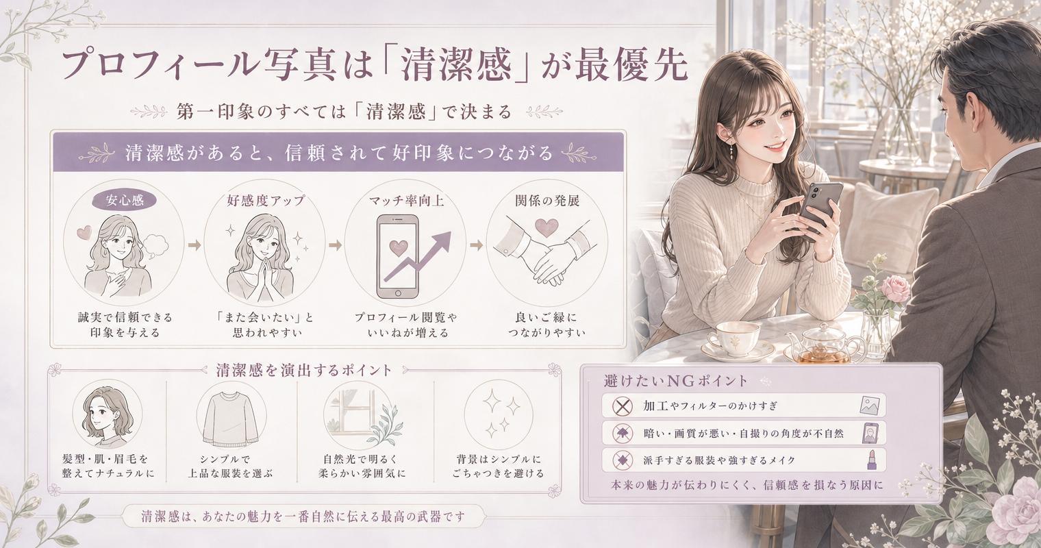プロフィール写真は「清潔感」が最優先