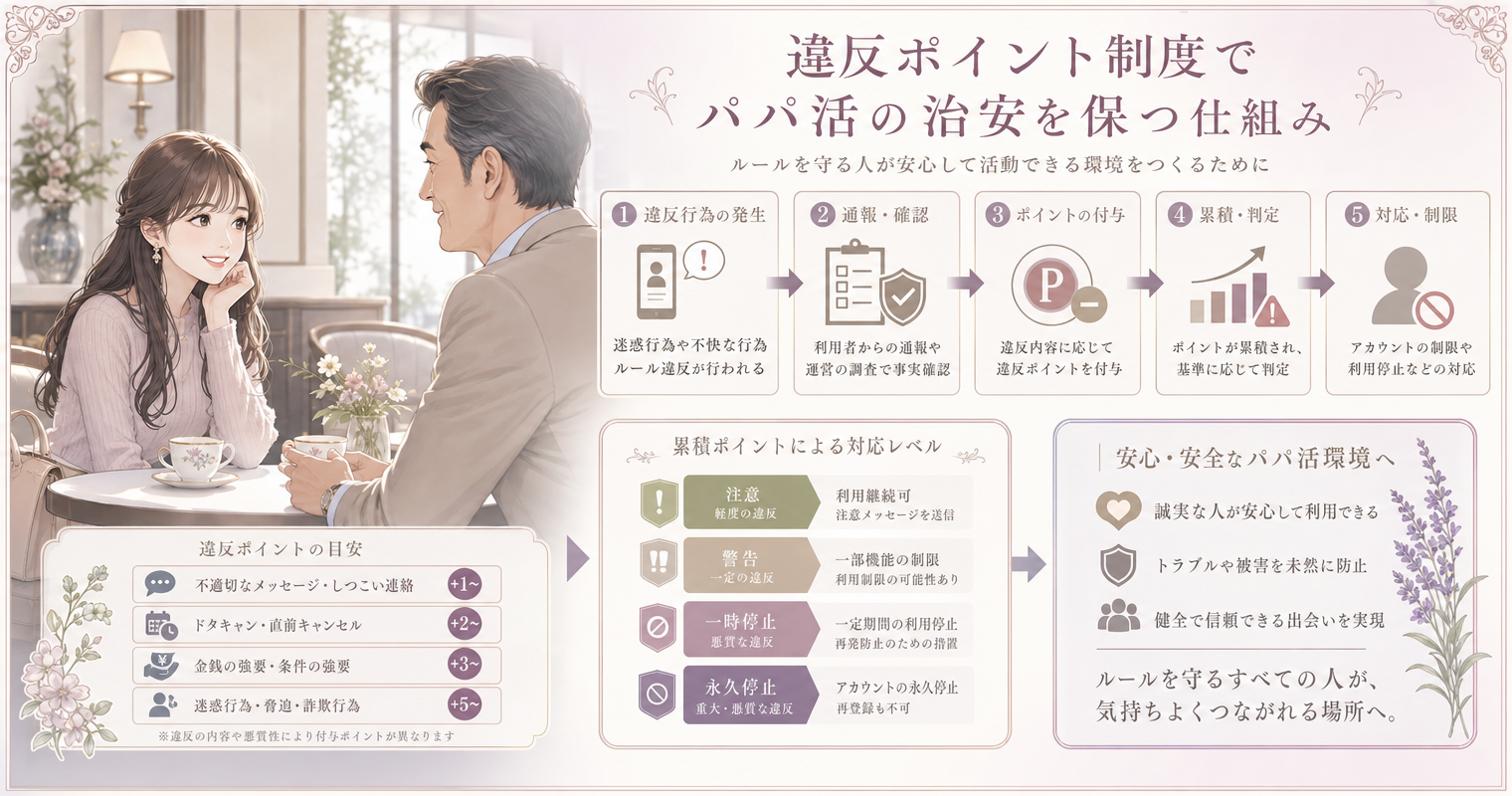 違反ポイント制度でパパ活の治安を保つ仕組み