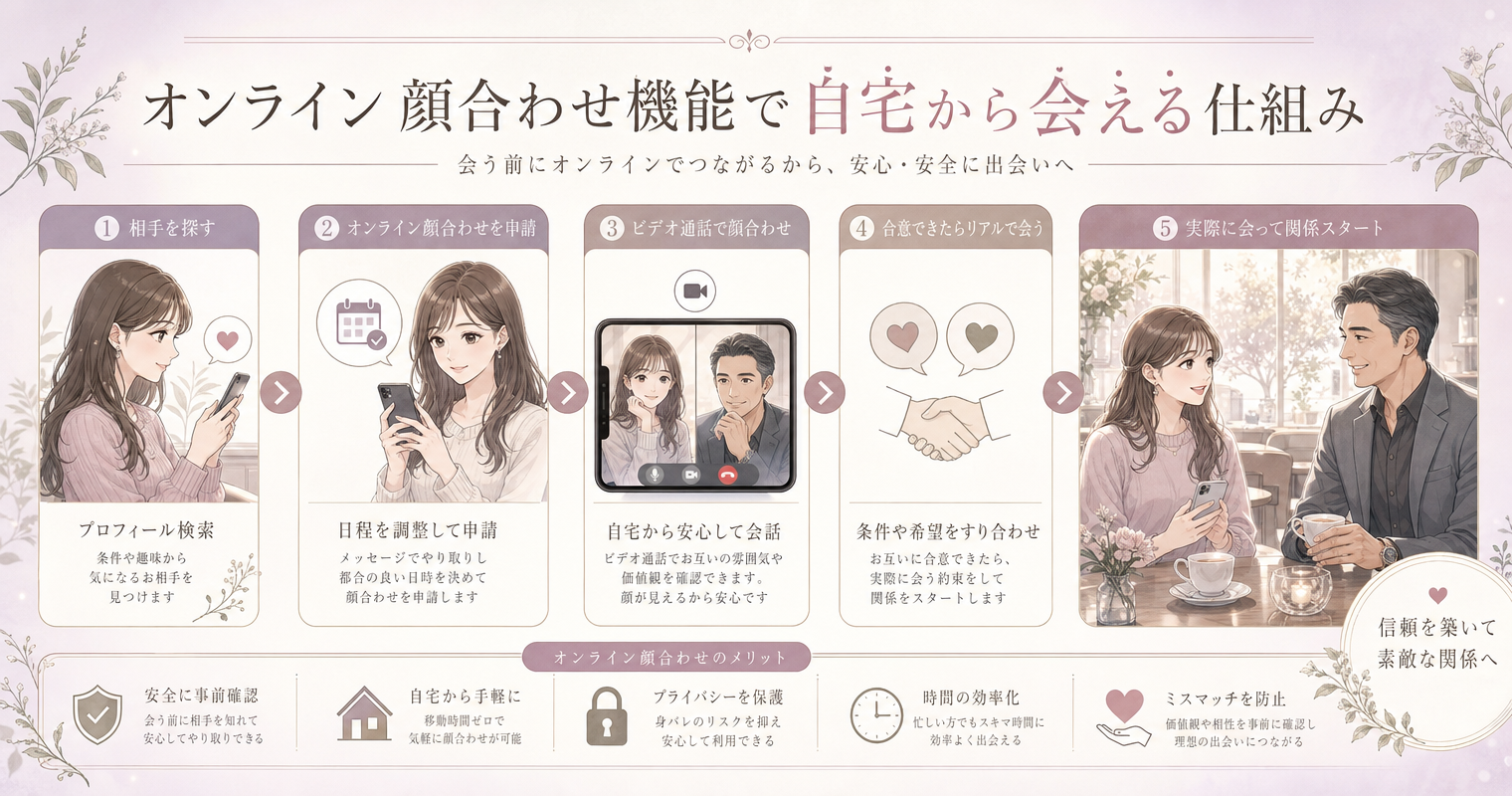 オンライン顔合わせ機能で自宅から会える仕組み